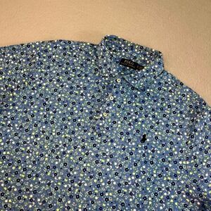 Polo Ralph Lauren Men's Floral Print Polo Shirt XL Blue Short Sleeve Logo